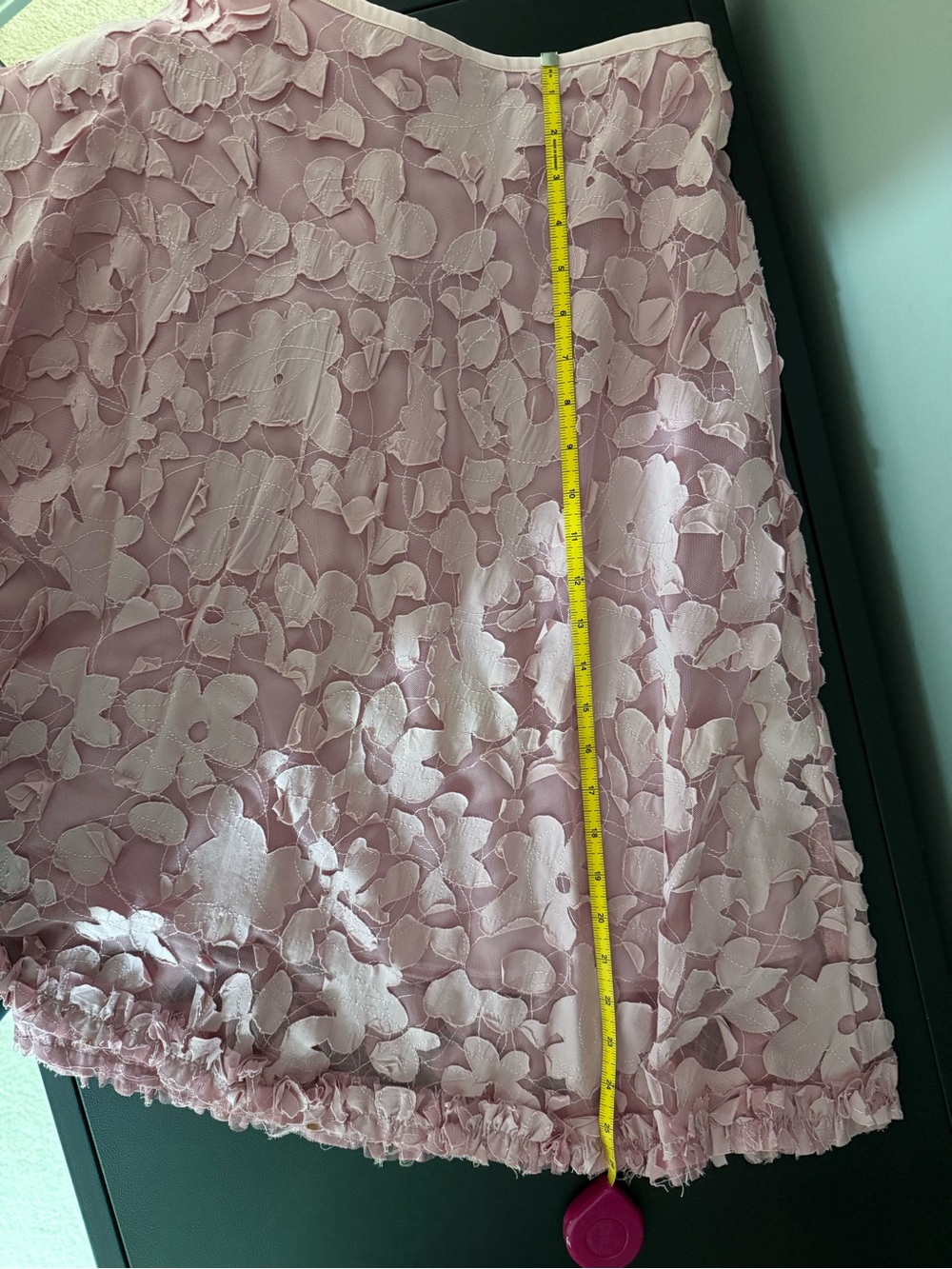 Pink Floral Appliqué A-Line Skirt - Picture 7 of 7